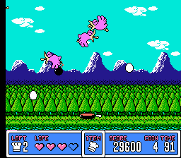Panic Restaurant (NES) screenshot: Another mini-game - catch eggs, but avoid bombs