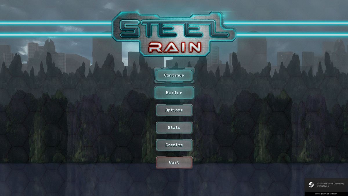 Steel Rain (Windows) screenshot: Title screen / main menu