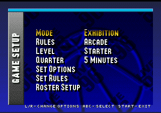 NBA Live 96 (Genesis) screenshot: Main menu