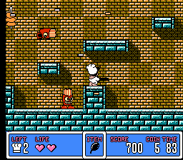 Panic Restaurant (NES) screenshot: Evil shooting spaghetti packs