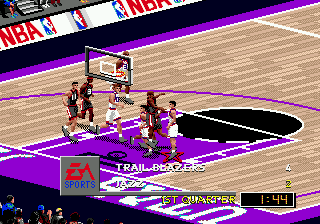 NBA Live 98 (Genesis) screenshot: Struggle under the basket