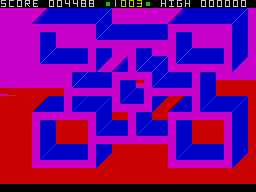 3D Painter (ZX Spectrum) screenshot: Maze 3 - Advancing to the next maze.