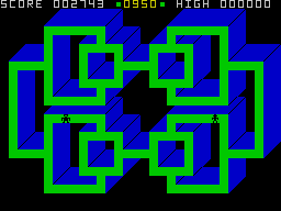 3D Painter (ZX Spectrum) screenshot: Maze 2 - Painted (green).