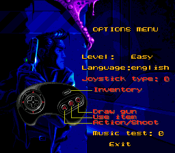 Flashback: The Quest for Identity (Genesis) screenshot: Options of the Genesis version