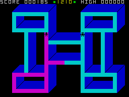 3D Painter (ZX Spectrum) screenshot: Maze 1- Some path already painted.