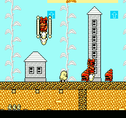 The New Zealand Story (NES) screenshot: Tiki and the beanstalk