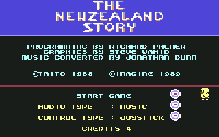 The New Zealand Story (Commodore 64) screenshot: Title