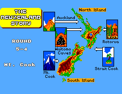 The New Zealand Story (SEGA Master System) screenshot: Map of New Zealand