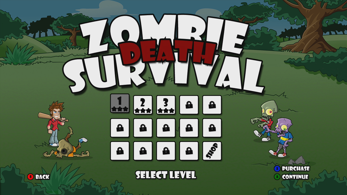 Zombie Death Survival (Xbox 360) screenshot: Level selection (Trial version)