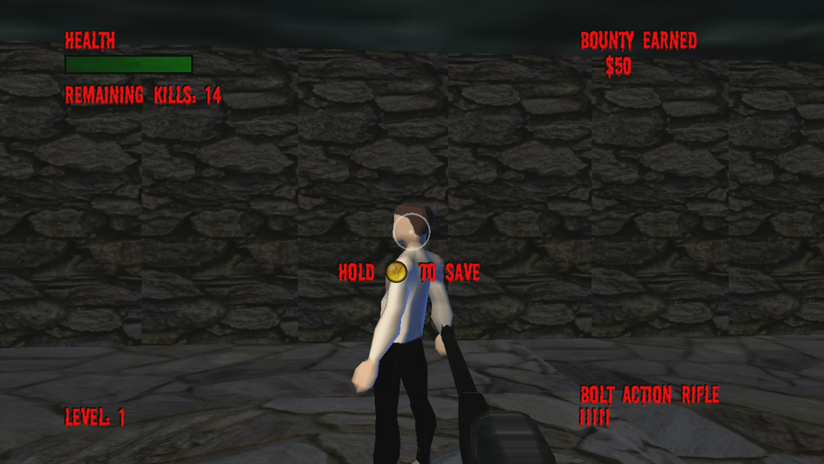Zombie Hunter (Xbox 360) screenshot: Rescuing a survivor (Trial version)
