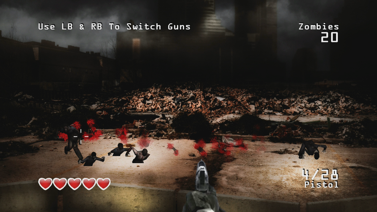 Zombie Invasion (Xbox 360) screenshot: Killing zombies (Trial version)