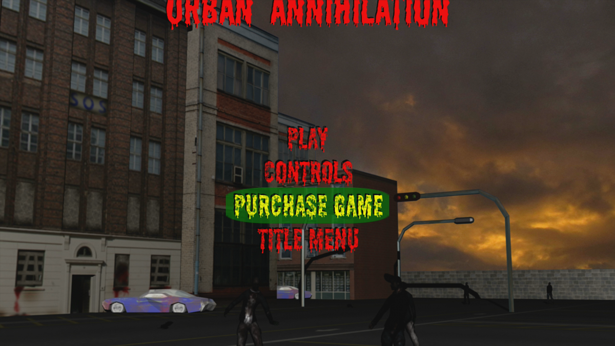 Zombie Hunter IV: Urban Annihilation (Xbox 360) screenshot: Main menu (Trial version)