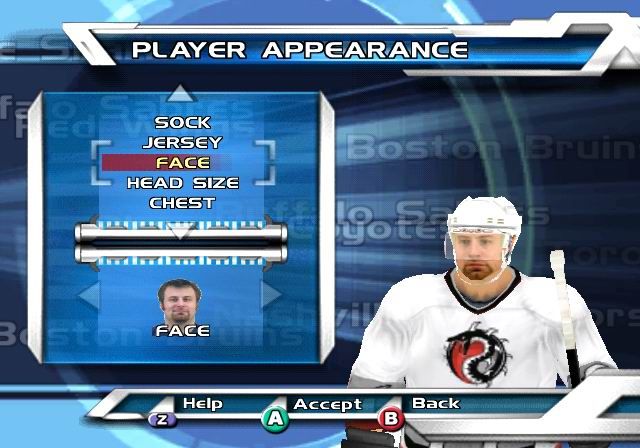 NHL Hitz Pro (GameCube) screenshot: Customize players in franchise mode