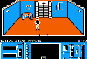 Infiltrator II (Apple II) screenshot: Inside a building.