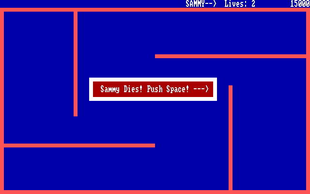 MS-DOS 5 (included games) (DOS) screenshot: Nibbles: Oops, player one dies!