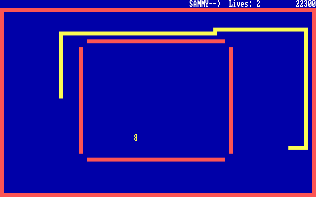 MS-DOS 5 (included games) (DOS) screenshot: Nibbles: Not a lot of space between the walls here...