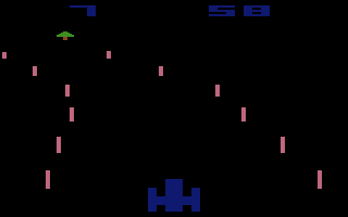 Night Driver (Atari 2600) screenshot: Racing...