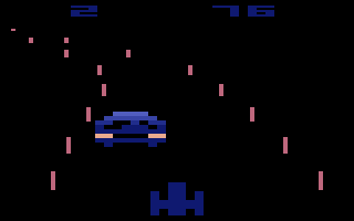 Night Driver (Atari 2600) screenshot: Passing a car...