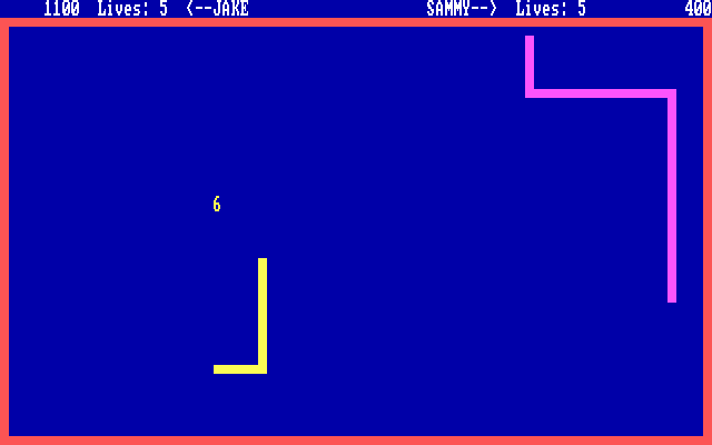 MS-DOS 5 (included games) (DOS) screenshot: Nibbles: Two players can play at once