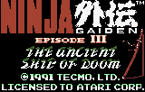 Ninja Gaiden III: The Ancient Ship of Doom (Lynx) screenshot: ROM Initialization screen