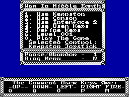 J.R.R. Tolkien's War in Middle Earth (ZX Spectrum) screenshot: Main menu