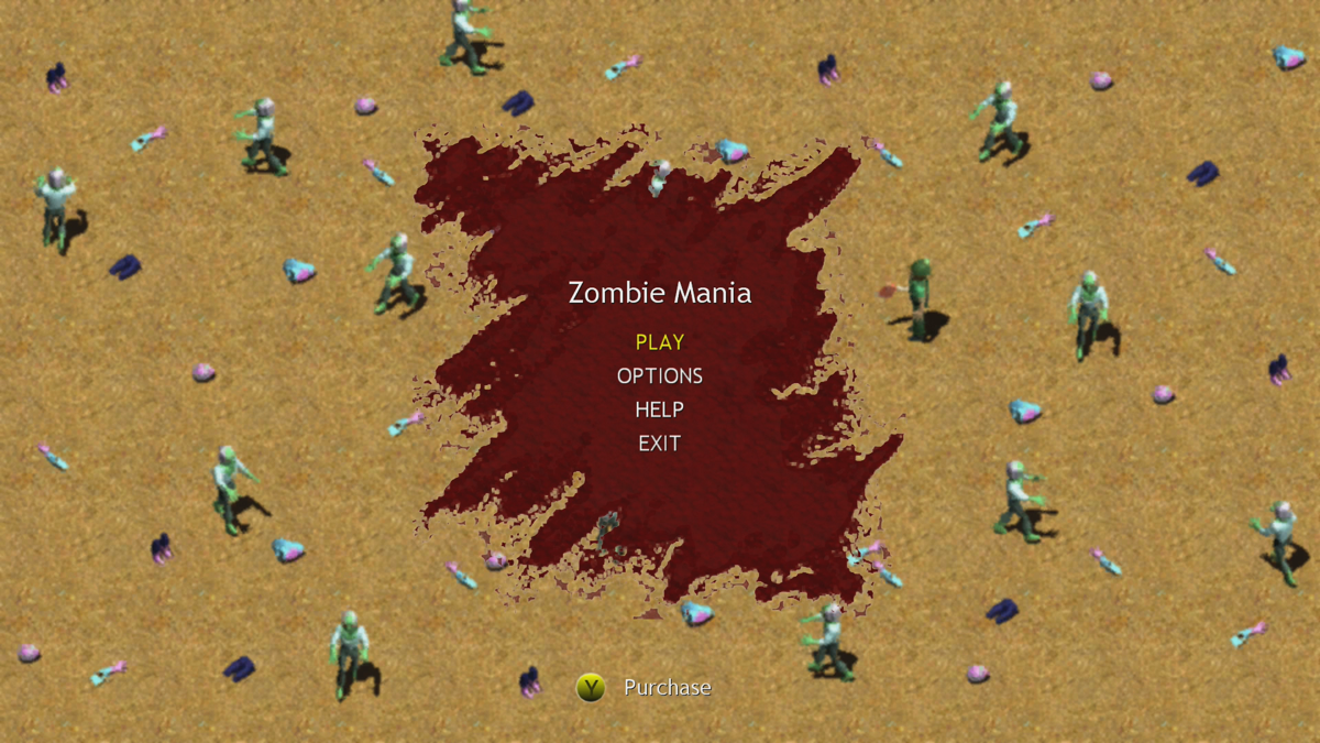 Zombie Mania (Xbox 360) screenshot: Main menu (Trial version)