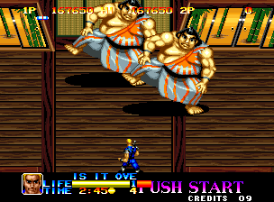 Ninja Commando (Neo Geo) screenshot: Two giant Sumos looking for trouble