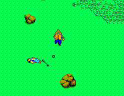 The Ninja (SEGA Master System) screenshot: Killed by the boss