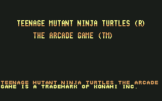 Teenage Mutant Ninja Turtles (Commodore 64) screenshot: Title screen part 2 (U. S. version)
