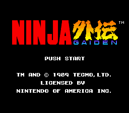Ninja Gaiden Trilogy (SNES) screenshot: Ninja Gaiden I title screen.