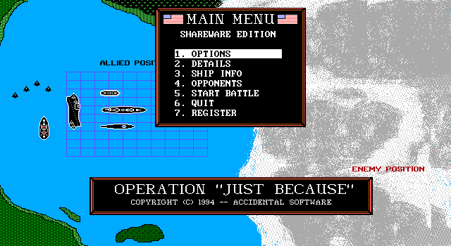 Armada (DOS) screenshot: The main menu and title screen