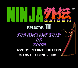 Ninja Gaiden Trilogy (SNES) screenshot: Ninja Gaiden III title screen.