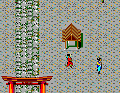 The Ninja (SEGA Master System) screenshot: Watch out for those female ninjas. They are more agressive than the males