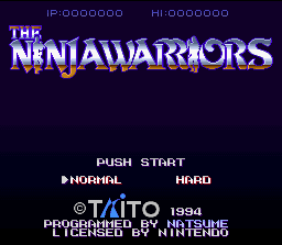 The Ninja Warriors (SNES) screenshot: Title screen / Main menu.