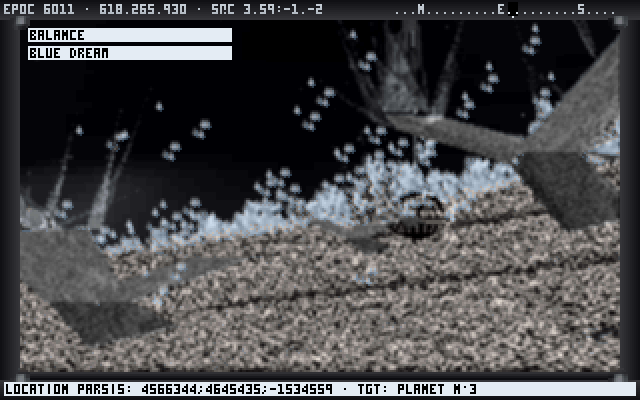 Noctis (DOS) screenshot: The same planet at night