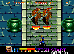 Ninja Commando (Neo Geo) screenshot: Those knights are no match for my fireballs