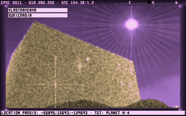 Noctis (DOS) screenshot: One of the bizarre alien 'cubes' on planet Suricrasia