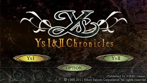 Ys I & II Chronicles (PSP) screenshot: Game select screen