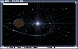 Noctis (DOS) screenshot: A huge ring filmed from below