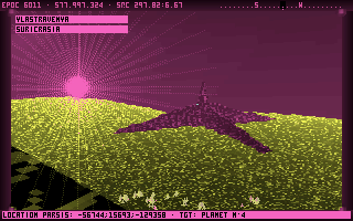 Noctis (DOS) screenshot: One of the many mysterious ruins on planet Suricrasia
