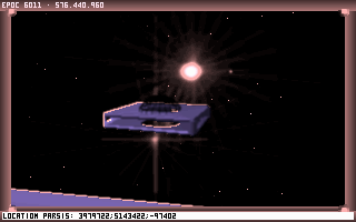 Noctis (DOS) screenshot: The StarDrifter itself - you are not always alone out there...