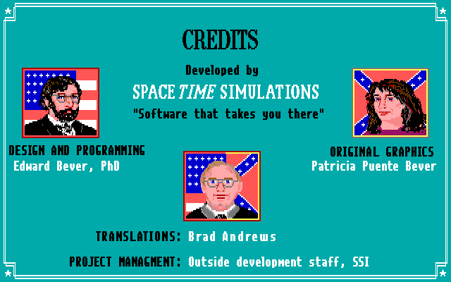 No Greater Glory: The American Civil War (Amiga) screenshot: Credits screen