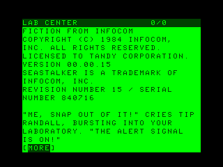 Seastalker (TRS-80 CoCo) screenshot: Second part of credits