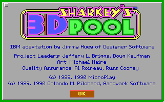 Sharkey's 3D Pool (DOS) screenshot: Credits