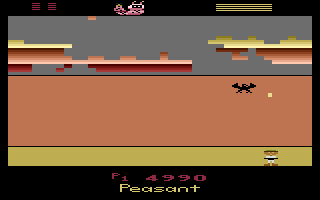 Off the Wall (Atari 2600) screenshot: The blackbird tries to block your progress