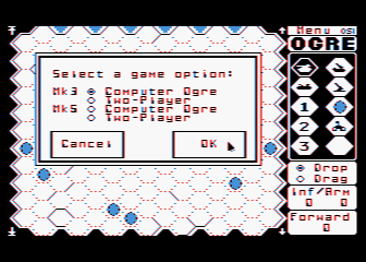 Ogre (Atari 8-bit) screenshot: Selecting game options