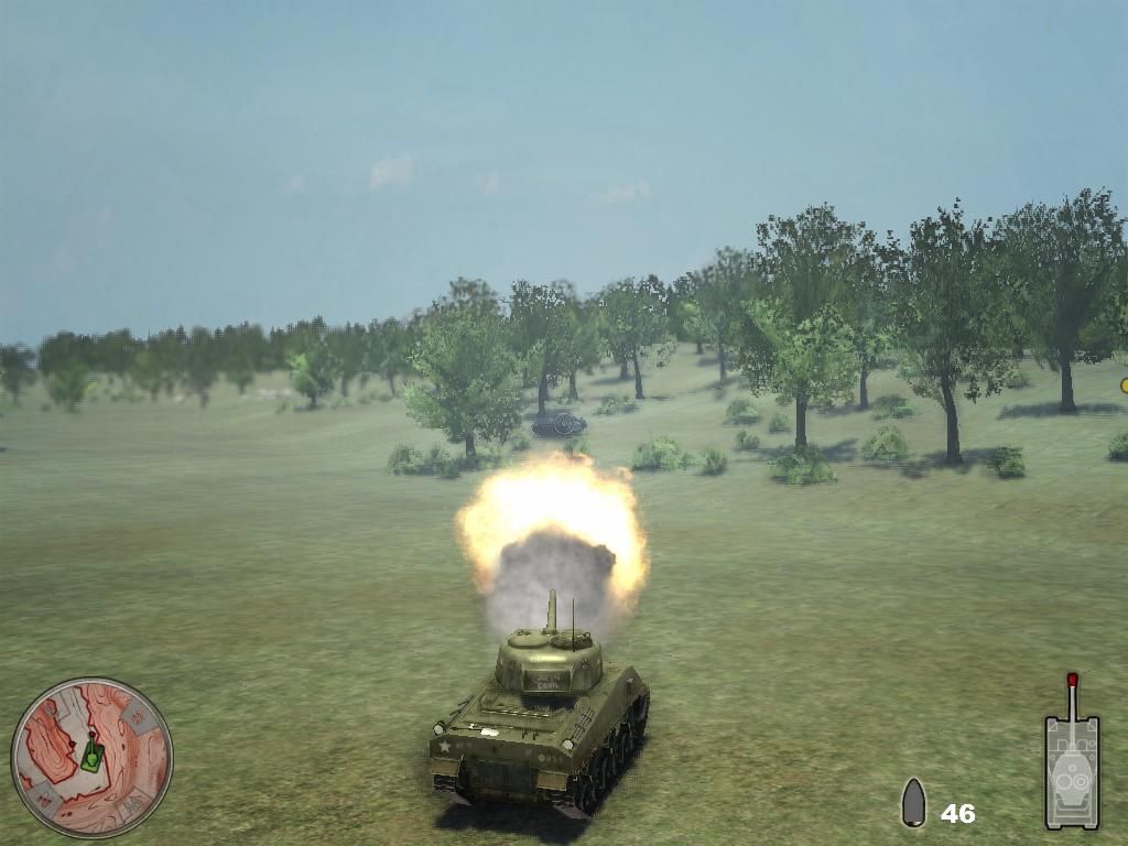 Military Life: Tank Simulator (Windows) screenshot: Sherman is firing