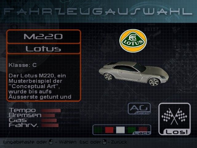 Supercar Street Challenge (Windows) screenshot: Choose a car