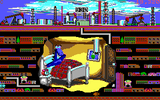 Oil's Well (DOS) screenshot: One of the cutscenes (EGA)