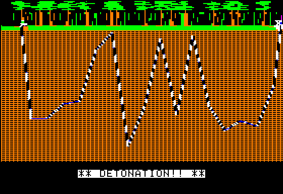 Oil Barons (Apple II) screenshot: Surveying...